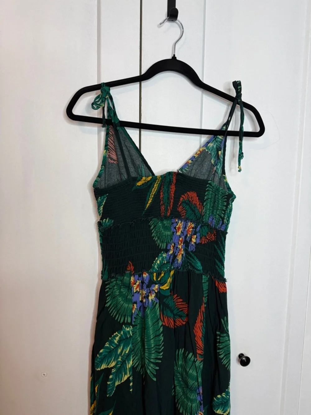 Anthropologie Patrons of Peace Med Black Maxi with Teal Tropical Palm Print - Picture 5 of 5